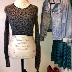 BCBG Crop Leopard Sweater